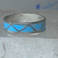 Vintage Sterling Silver Rough Reconstituted Turquoise Geometric Band Signed R Size 8.50 925