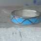 Vintage Sterling Silver Rough Reconstituted Turquoise Geometric Band Signed R Size 8.50 925