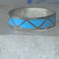Vintage Sterling Silver Rough Reconstituted Turquoise Geometric Band Signed R Size 8.50 925