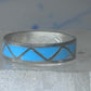 Vintage Sterling Silver Rough Reconstituted Turquoise Geometric Band Signed R Size 8.50 925