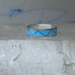 Vintage Sterling Silver Rough Reconstituted Turquoise Geometric Band Signed R Size 8.50 925