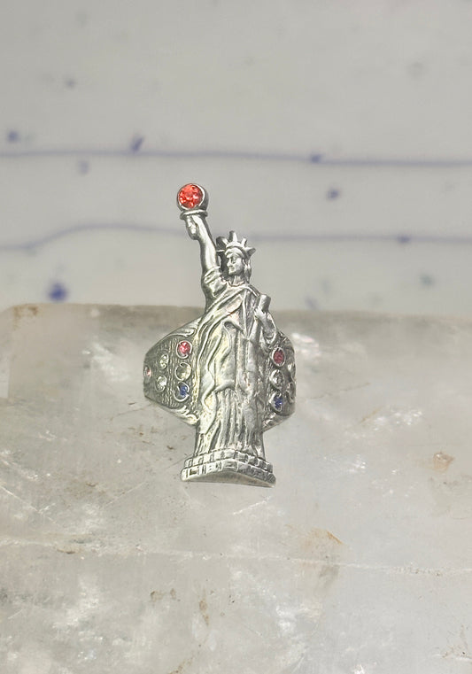 Statue of Liberty ring 1930's July 4rth size 2.5 pinky sterling silver women girls