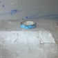 Vintage Sterling Silver Rough Reconstituted Turquoise Geometric Band Signed R Size 8.50 925