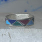 Vintage Sterling Silver Rough Reconstituted Multi Stone Geometric Band Size 8 925