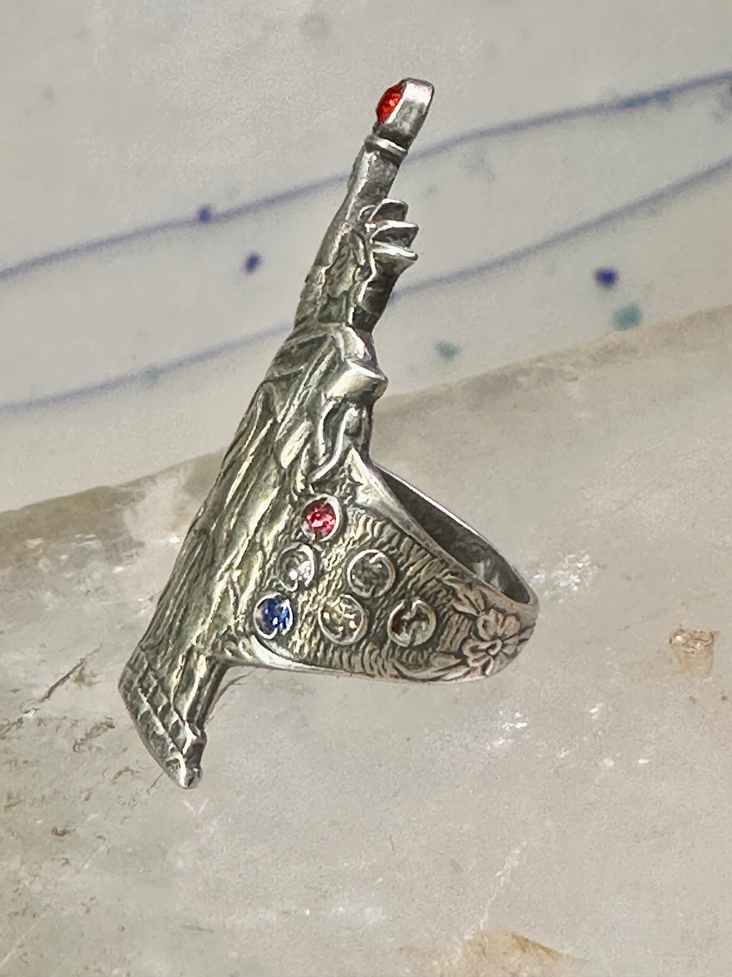 Statue of Liberty ring 1930's July 4rth size 2.5 pinky sterling silver women girls