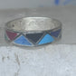 Vintage Sterling Silver Rough Reconstituted Multi Stone Geometric Band Size 8 925