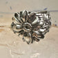 Sunflower spoon ring size 7.50 adjustable flower floral sterling silver band