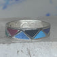 Vintage Sterling Silver Rough Reconstituted Multi Stone Geometric Band Size 8 925
