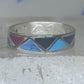 Vintage Sterling Silver Rough Reconstituted Multi Stone Geometric Band Size 8 925