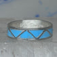 Vintage Sterling Silver Rough Reconstituted Turquoise Geometric Band Size 8.50 8.75 925
