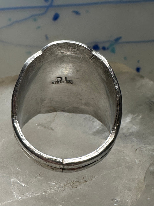 Face ring size 5 Brutalist cats eye band sterling silver band women