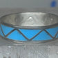 Vintage Sterling Silver Rough Reconstituted Turquoise Geometric Band Size 8.50 8.75 925
