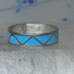Vintage Sterling Silver Rough Reconstituted Turquoise Geometric Band Size 8.50 8.75 925