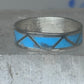 Vintage Sterling Silver Rough Reconstituted Turquoise Geometric Band Size 8.25 925