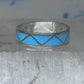 Vintage Sterling Silver Rough Reconstituted Turquoise Geometric Band Size 8.25 925