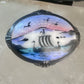 Viking Ship Pin enamel Scandinavian signed N sterling silver sunset sunrise seagulls