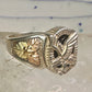 Eagle ring Black Hills Gold w leaves onyx size 12 sterling silver women men