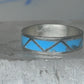 Vintage Sterling Silver Rough Reconstituted Turquoise Geometric Band Size 8.25 925