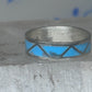 Vintage Sterling Silver Rough Reconstituted Turquoise Geometric Band Size 8.25 925