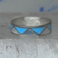 Vintage Sterling Silver Reconstituted Turquoise Mother of Pearl Band Signed R Size 7.50 925