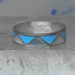Vintage Sterling Silver Reconstituted Turquoise Mother of Pearl Band Signed R Size 7.50 925