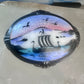 Viking Ship Pin enamel Scandinavian signed N sterling silver sunset sunrise seagulls