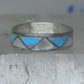 Vintage Sterling Silver Reconstituted Turquoise Mother of Pearl Band Signed R Size 7.50 925