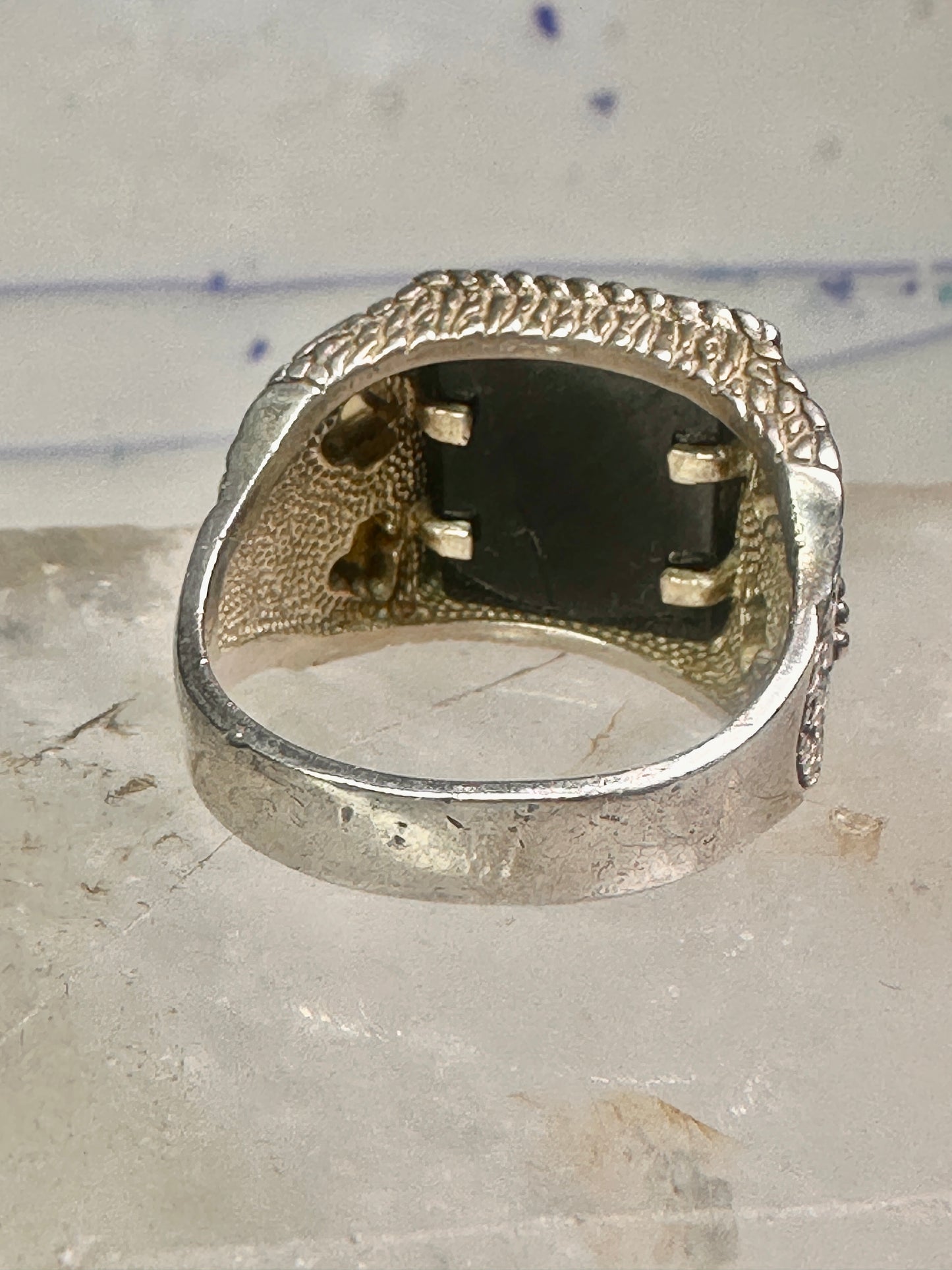 Eagle ring Black Hills Gold w leaves onyx size 11 sterling silver women men