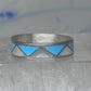 Vintage Sterling Silver Reconstituted Turquoise Mother of Pearl Band Signed R Size 7.50 925