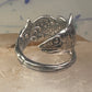 Fish spoon ring size 7.25 adjustable fishermen sterling silver band