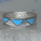 Vintage Sterling Silver Reconstituted Turquoise Mother of Pearl Band Signed R Size 7.50 925