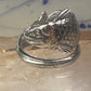 Fish spoon ring size 7.25 adjustable fishermen sterling silver band