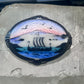 Viking Ship Pin enamel Scandinavian signed N sterling silver sunset sunrise seagulls