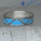 Vintage Sterling Silver Rough Reconstituted Turquoise Geometric Band Size 7.75 925