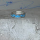 Vintage Sterling Silver Rough Reconstituted Turquoise Geometric Band Size 7.75 925