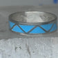 Vintage Sterling Silver Rough Reconstituted Turquoise Geometric Band Size 7.75 925