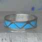 Vintage Sterling Silver Rough Reconstituted Turquoise Geometric Band Size 7.75 925