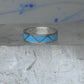Vintage Sterling Silver Rough Reconstituted Turquoise Geometric Band Size 7.75 925