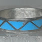 Vintage Sterling Silver Rough Reconstituted Turquoise Geometric Band Size 7.75 925