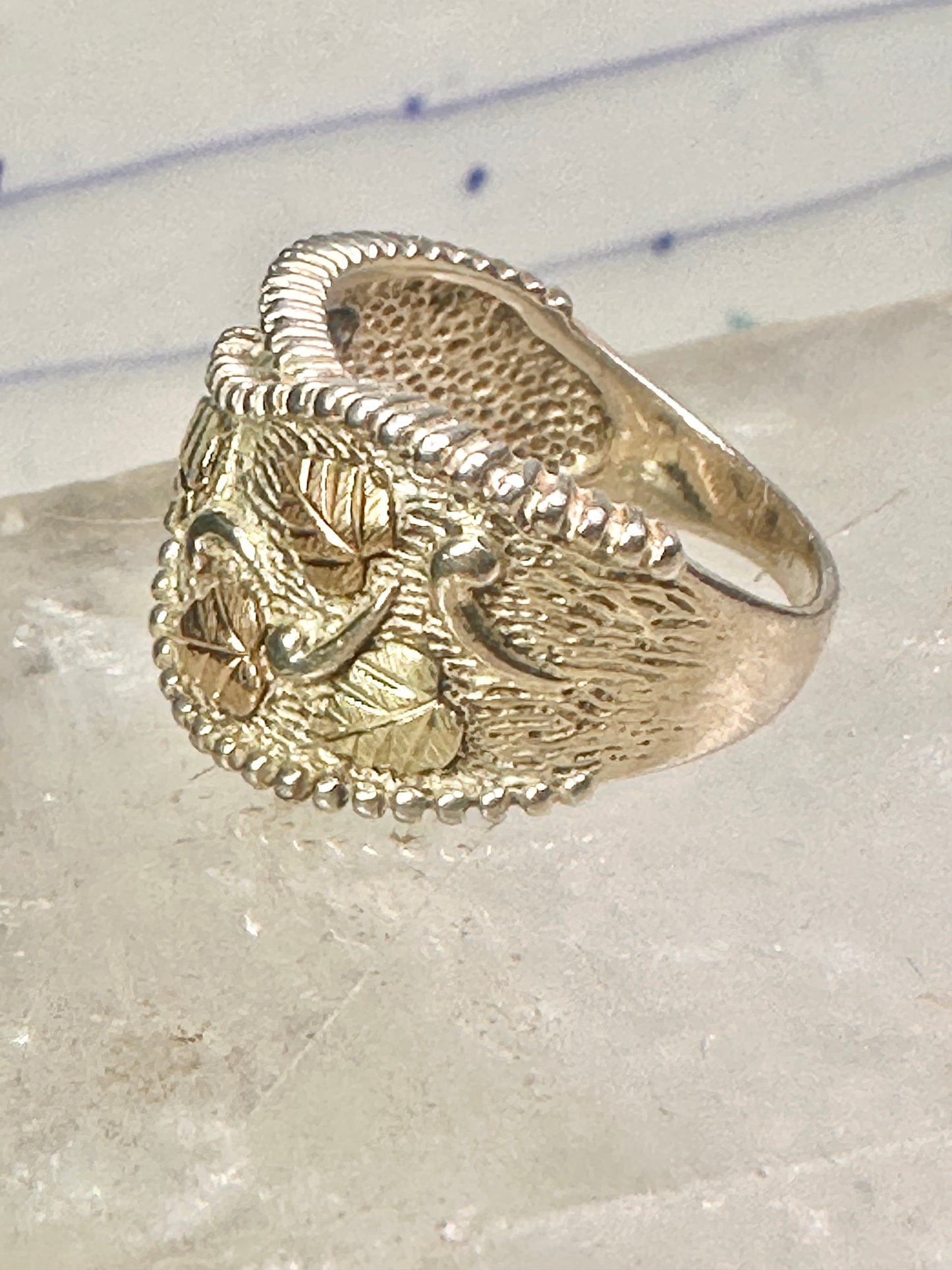 Black Hills Gold ring wrap around band leaves size 8 sterling silver women girls