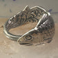 Fish spoon ring size 7.50 adjustable fishermen sterling silver band