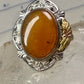 Black Hills Gold ring long stone leaves size 7.50 sterling silver women girls