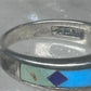 Vintage Southwestern Silver Multi Stone Inlay Ring WJ Ashton Begay Style Size 8 925