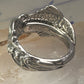 Fish spoon ring size 7.50 adjustable fishermen sterling silver band