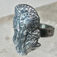 Face ring Art Deco style band size 7.25 sterling silver women