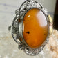 Black Hills Gold ring long stone leaves size 7.50 sterling silver women girls