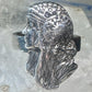 Face ring Art Deco style band size 7.25 sterling silver women