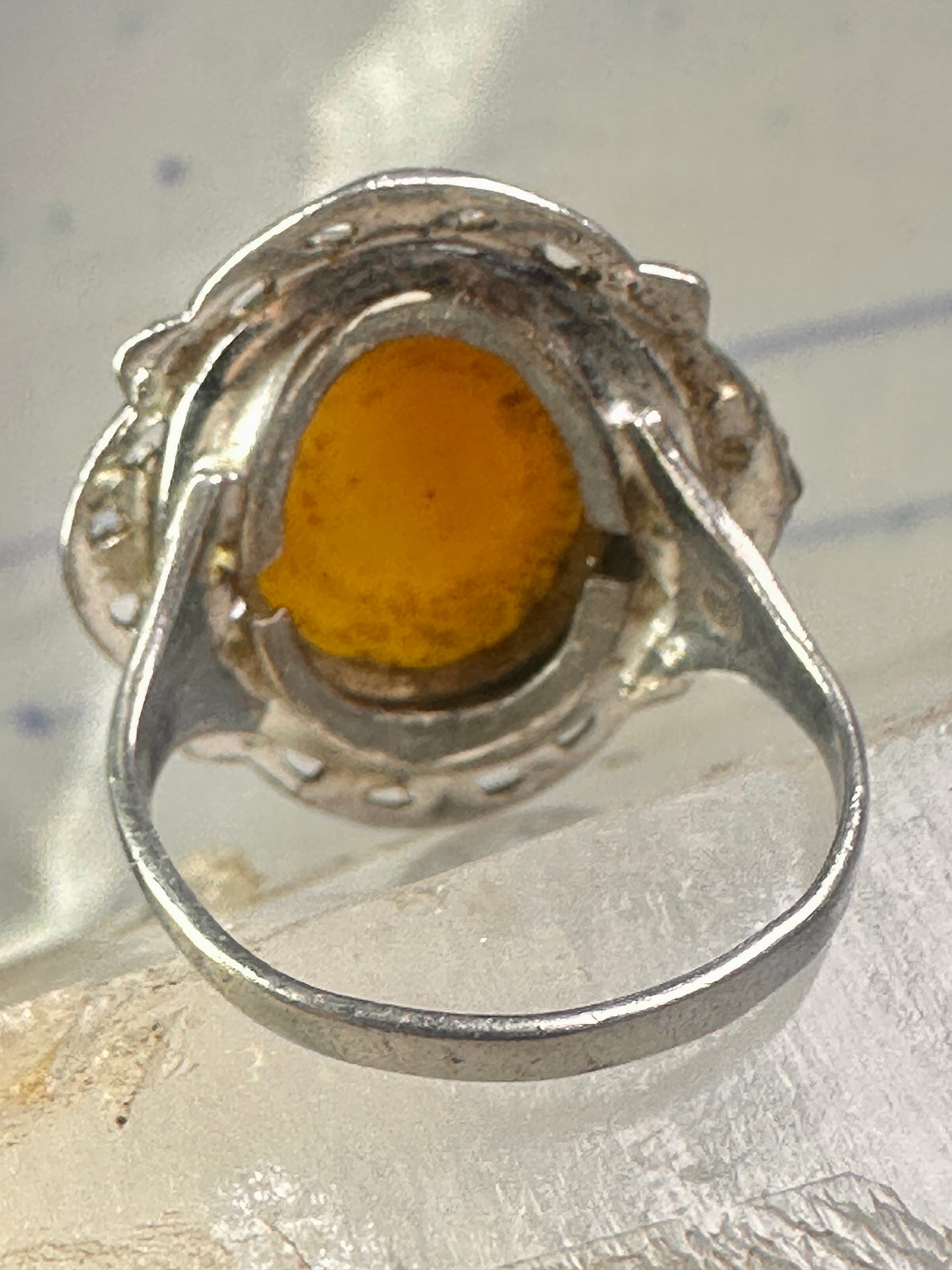 Black Hills Gold ring long stone leaves size 7.50 sterling silver women girls