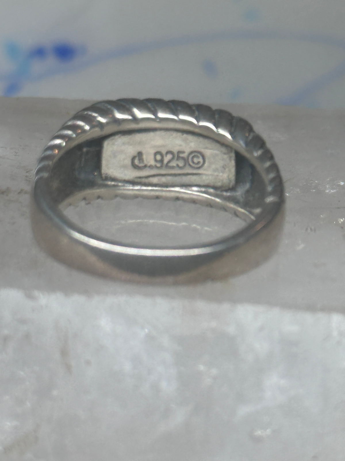 Vintage Sterling Silver Bar Turquoise Rope Ring Carolyn Pollack Size 9 925