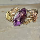 Black Hills Gold ring amethyst leaves size 6.75 sterling silver women girls